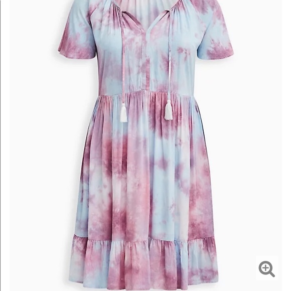 Torrid MULTI TIE-DYE CROSSHATCH BABYDOLL DRESS - Picture 3 of 3